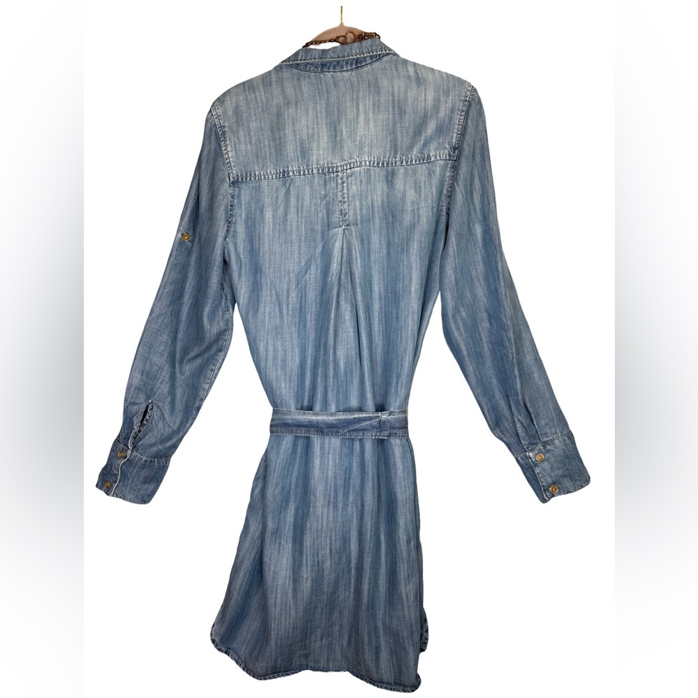 Bella Dahl Soft Denim Shirtdress with Roll Tab Detail Small - Picture 3 of 5